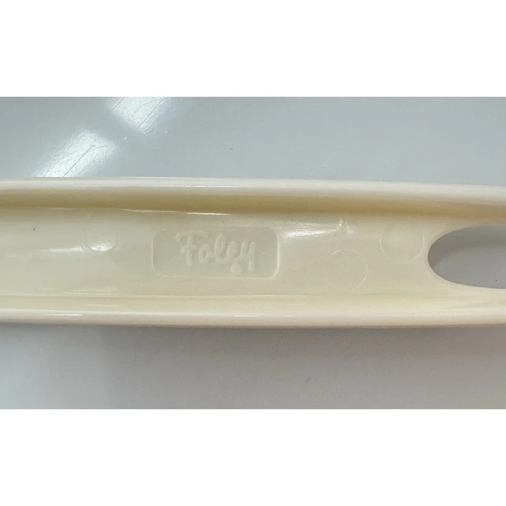 FOLEY Nylon Slotted Serving Spoon Ivory Cream Kitchen Utensil 11 Inches Vintage